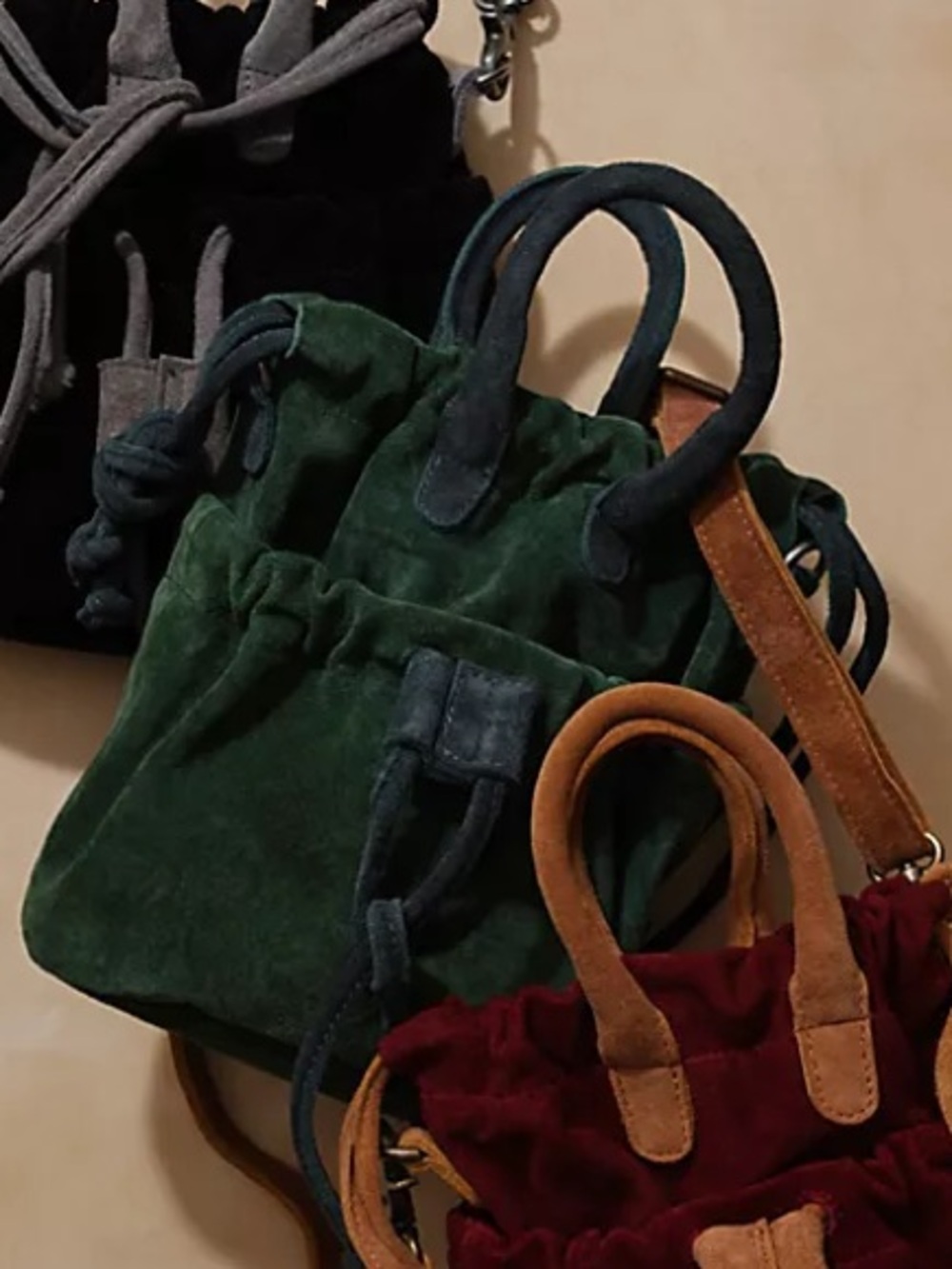 Free People Scout Slouchy Green Suede Crossbody Bag - Picture 3 of 10